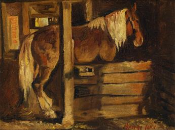 GEORGE LUKS Horse in a Stable.